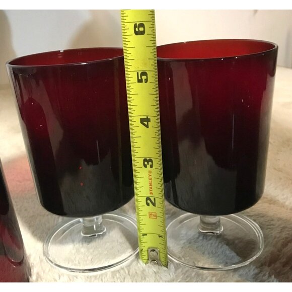 Vtg LUMINARC Ruby Red 5.25" Stemware Wine Glasses Set of 4 France - Picture 9 of 9